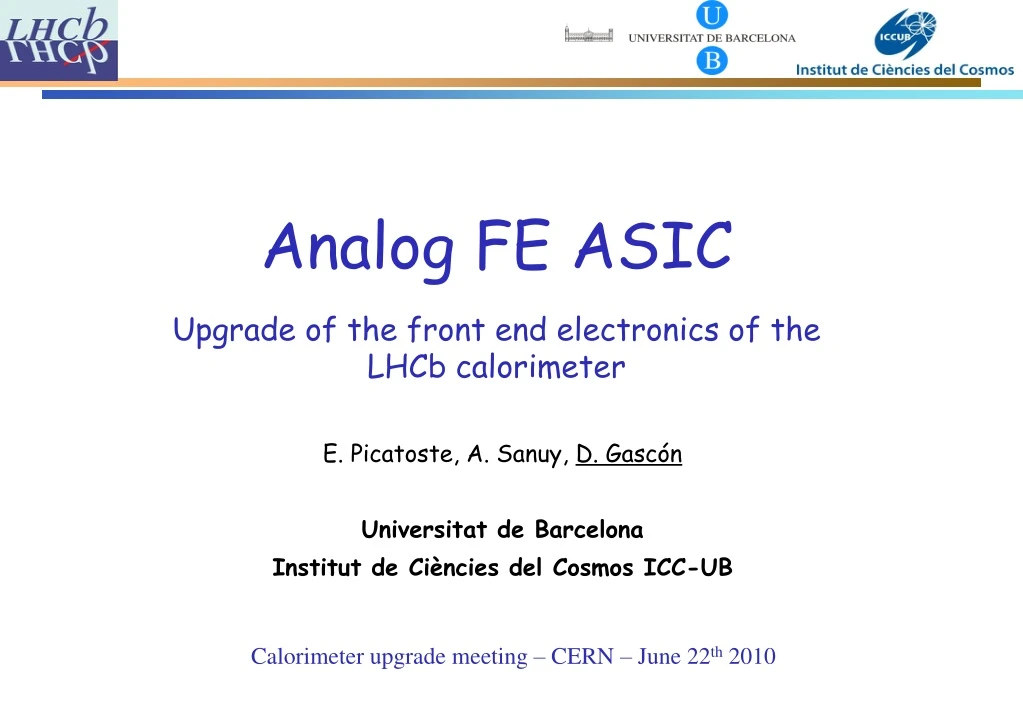 analog fe asic upgrade of the front