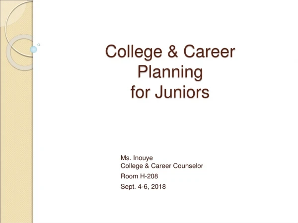 College &amp; Career Planning  for Juniors