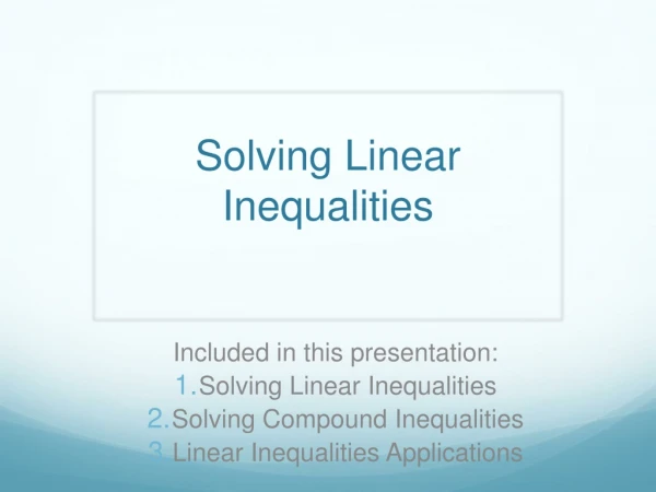 Solving Linear Inequalities