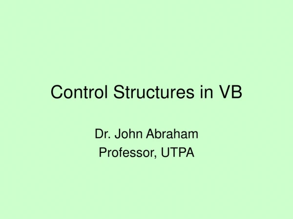 Control Structures in VB
