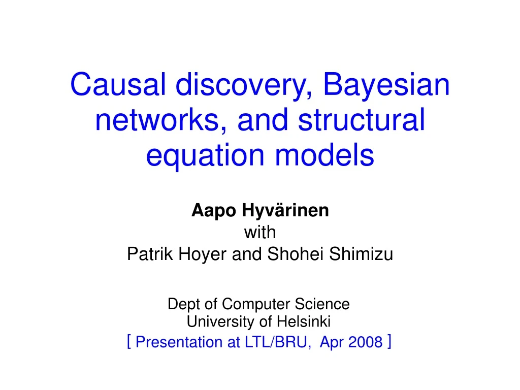 causal discovery bayesian networks and structural equation models