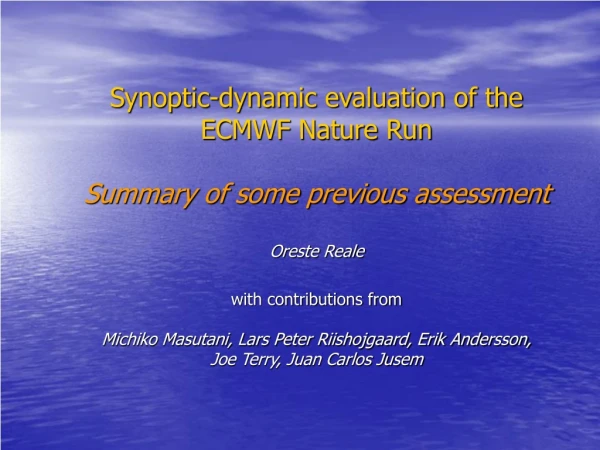 General Assessment of T511 ECMWF Nature Run