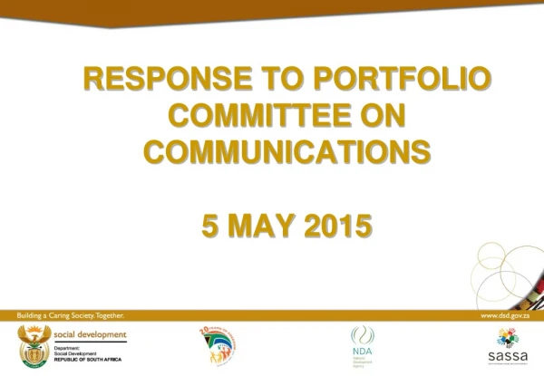 RESPONSE TO PORTFOLIO COMMITTEE  ON COMMUNICATIONS 5 MAY 2015