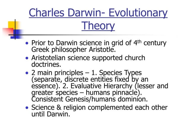 Charles Darwin- Evolutionary Theory
