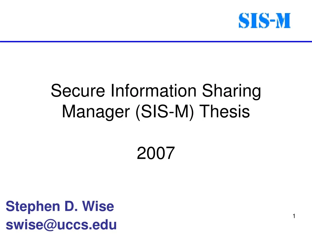 secure information sharing manager sis m thesis 2007
