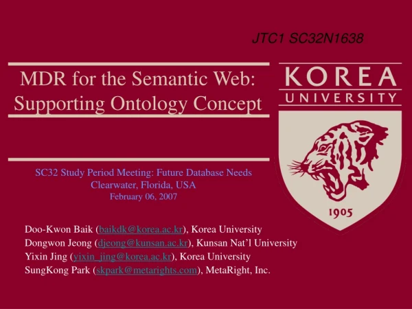 MDR  for  the Semantic Web : Supporting Ontology Concept