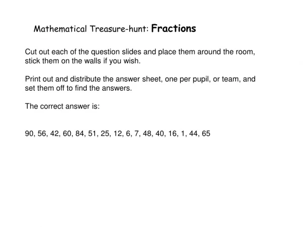 Mathematical Treasure-hunt:  Fractions