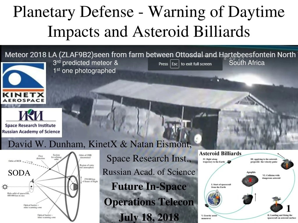 planetary defense warning of daytime impacts and asteroid billiards
