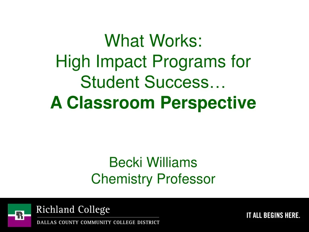 what works high impact programs for student