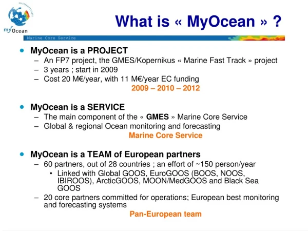 What is « MyOcean » ?