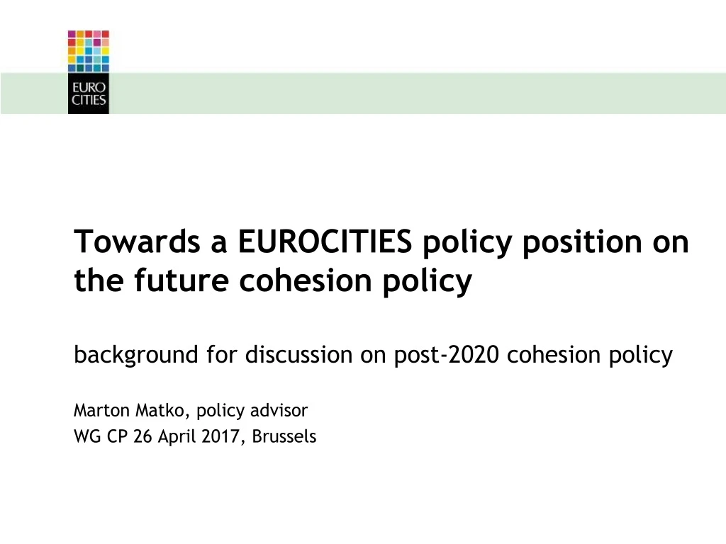 towards a eurocities policy position