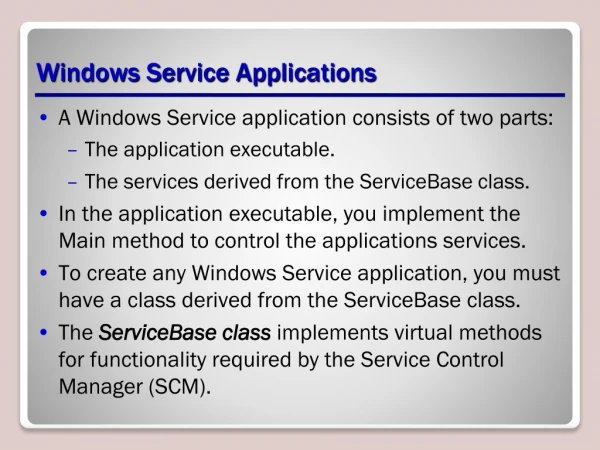 Windows Service Applications