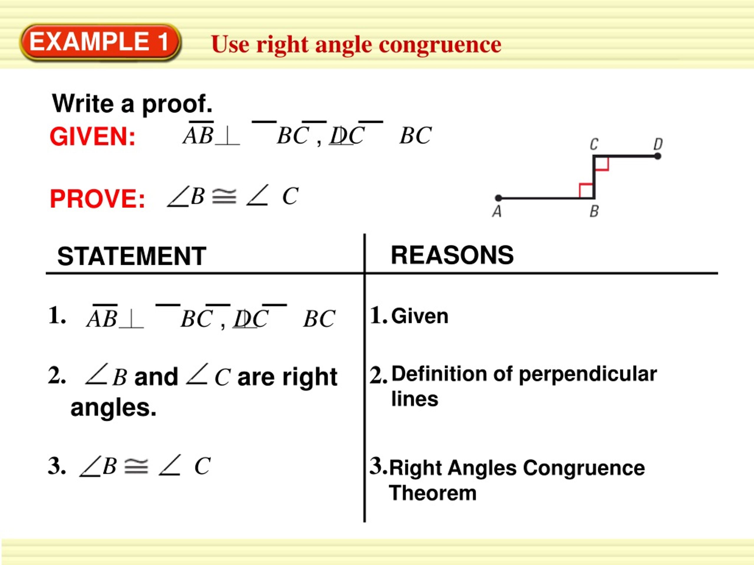 Geometry Proofs: Congruent Angles Explanation - slide 1