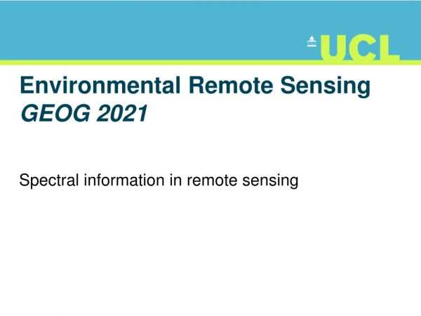 Environmental Remote Sensing  GEOG 2021