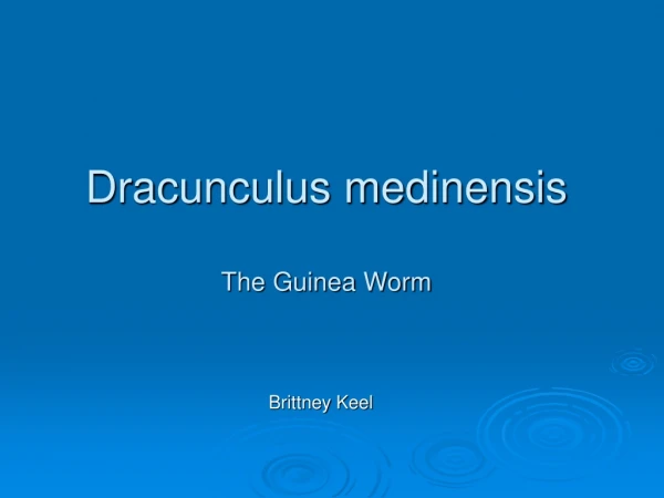 Dracunculus medinensis The Guinea Worm