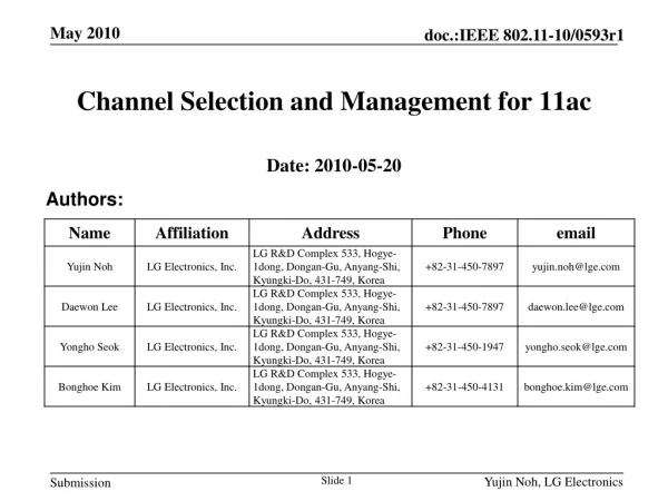 Channel Selection and Management for 11ac