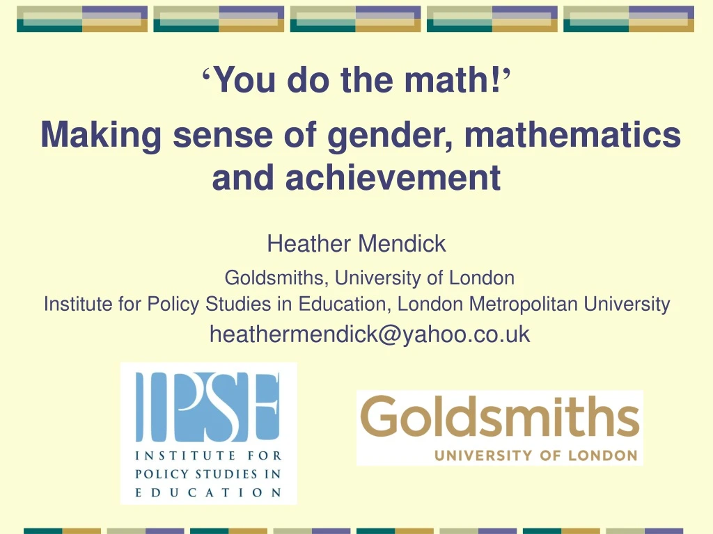 you do the math making sense of gender mathematics and achievement