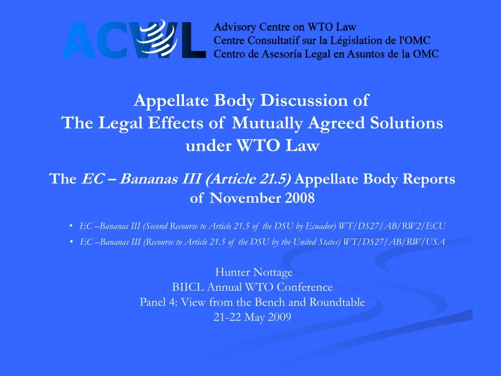 appellate body discussion of the legal effects