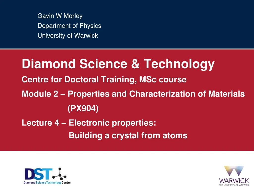 gavin w morley department of physics university of warwick