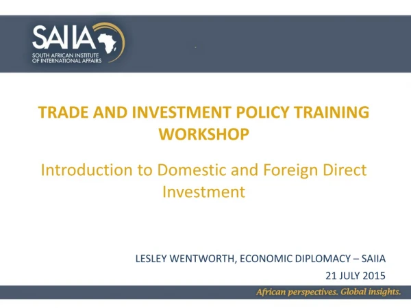 Trade and investment policy training workshop
