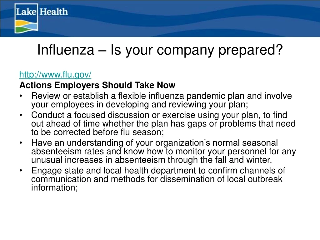 influenza is your company prepared