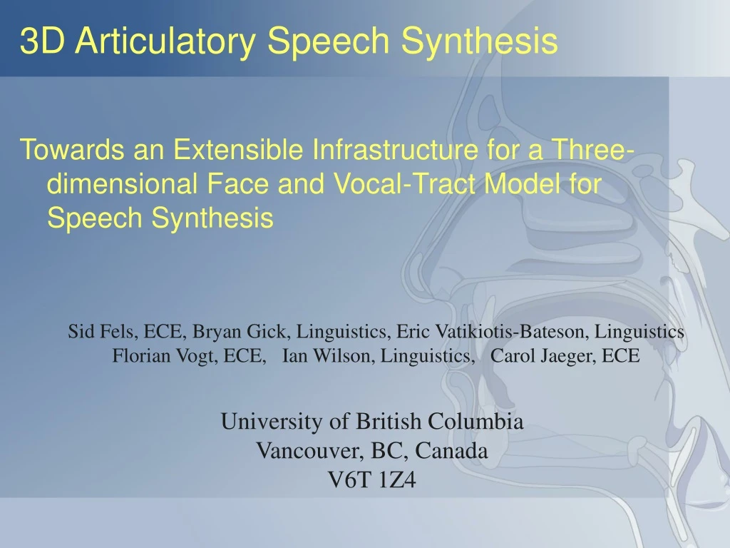 3d articulatory speech synthesis