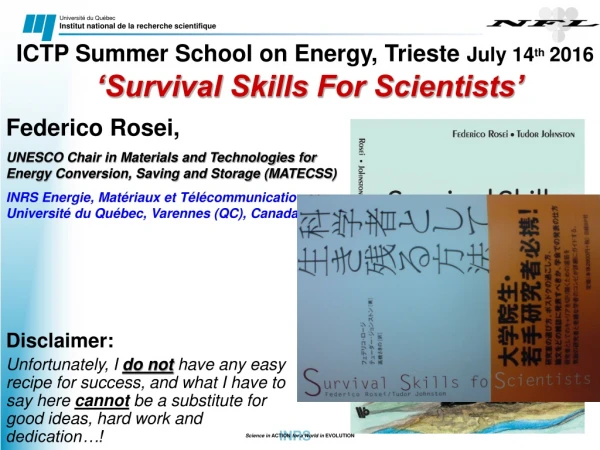 ‘Survival Skills For Scientists’