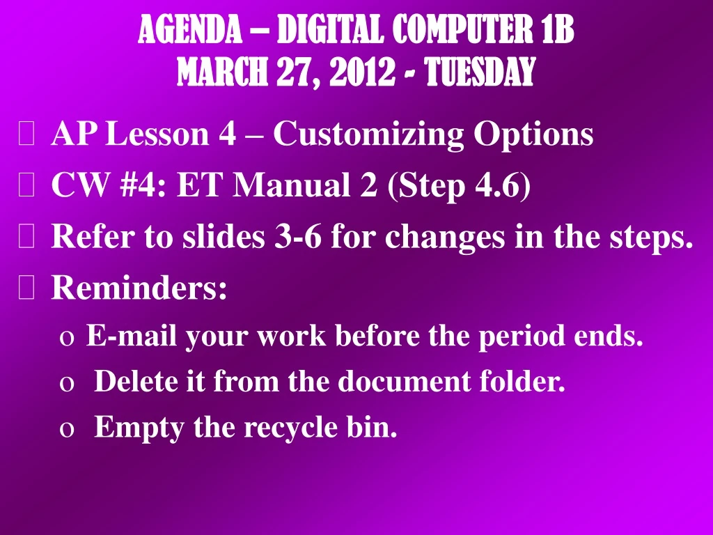 agenda digital computer 1b march 27 2012 tuesday