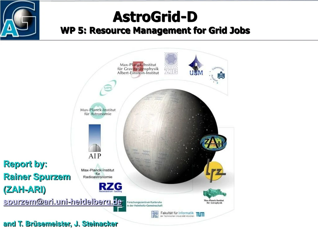 astrogrid d wp 5 resource management for grid jobs