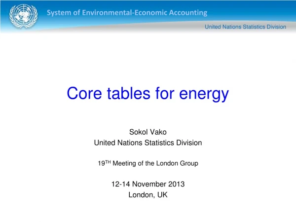Core tables for energy