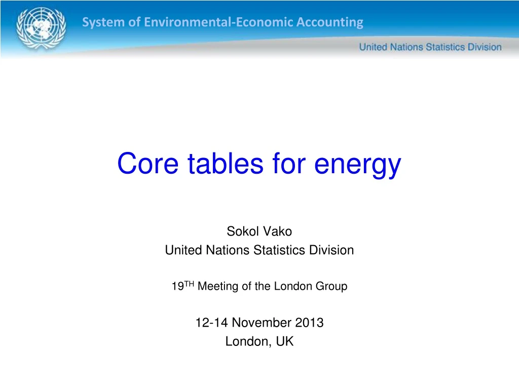 core tables for energy