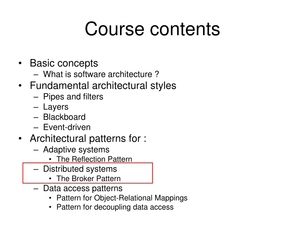 course contents