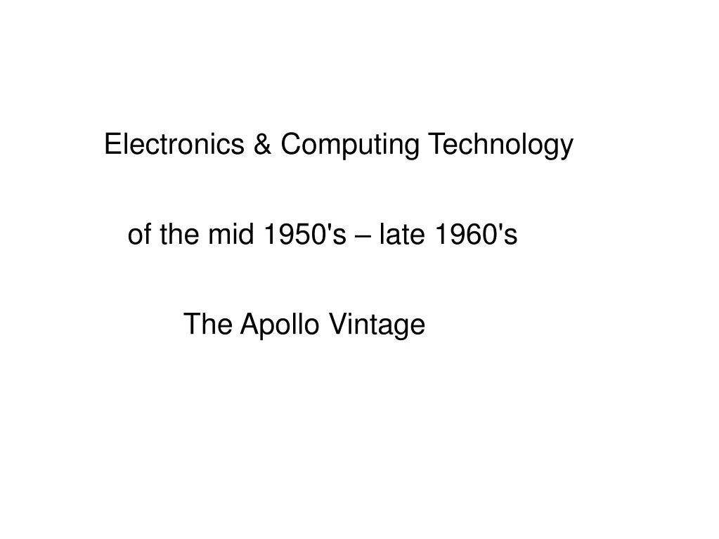 electronics computing technology of the mid 1950