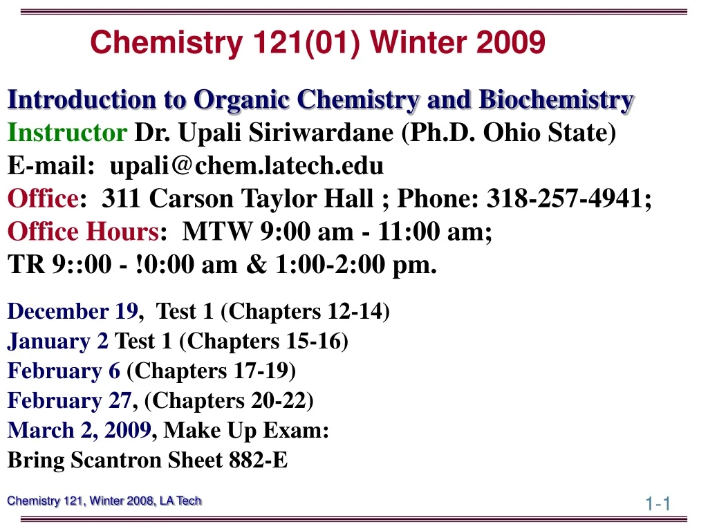 chemistry 121 01 winter 2009