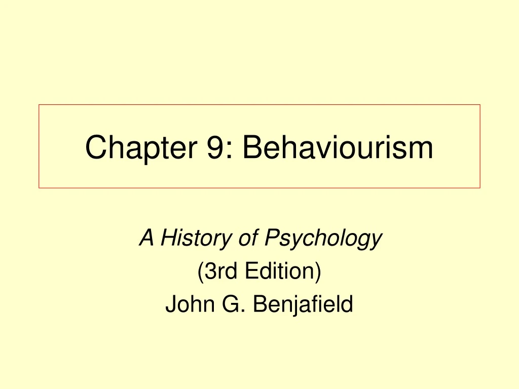 chapter 9 behaviourism