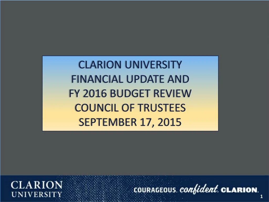 clarion university financial update and fy 2016