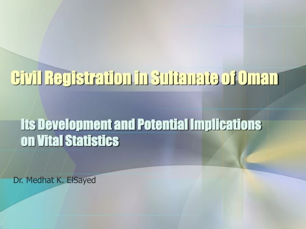 Civil Registration in Sultanate of Oman