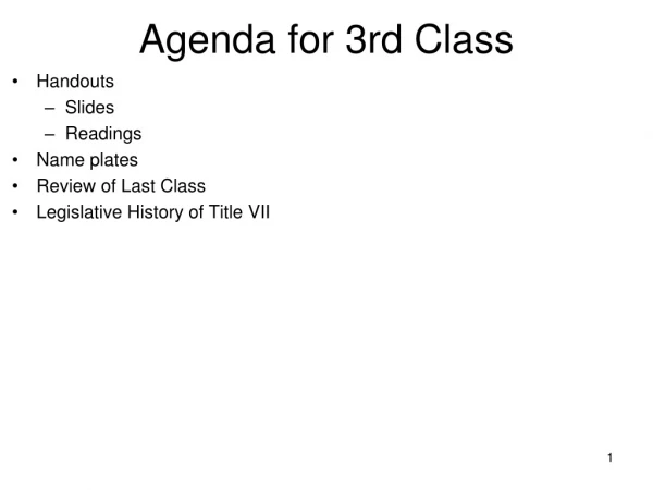 Agenda for 3rd Class