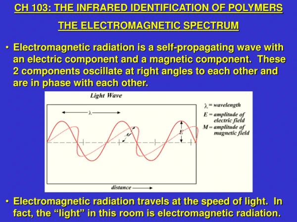 CH 103: THE INFRARED IDENTIFICATION OF POLYMERS THE ELECTROMAGNETIC SPECTRUM