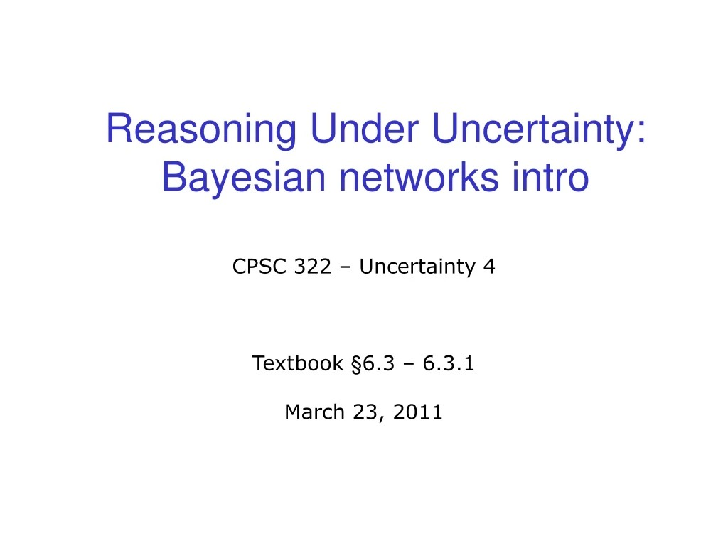 reasoning under uncertainty bayesian networks