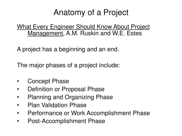 Anatomy of a Project