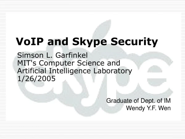 VoIP and Skype Security