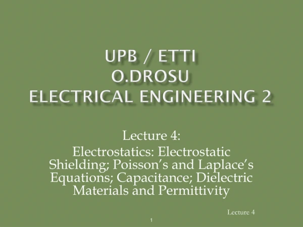 UPB / ETTI O.DROSU Electrical Engineering 2