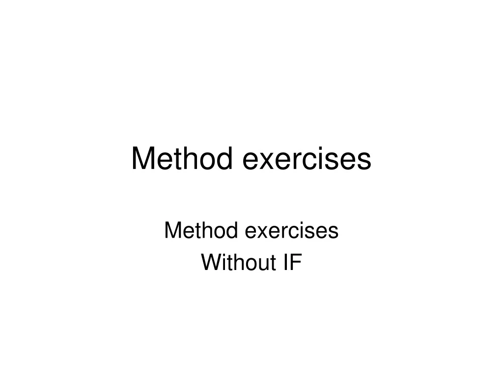 method exercises