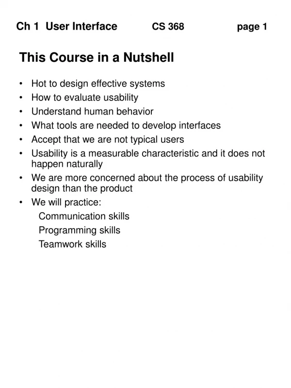 This Course in a Nutshell