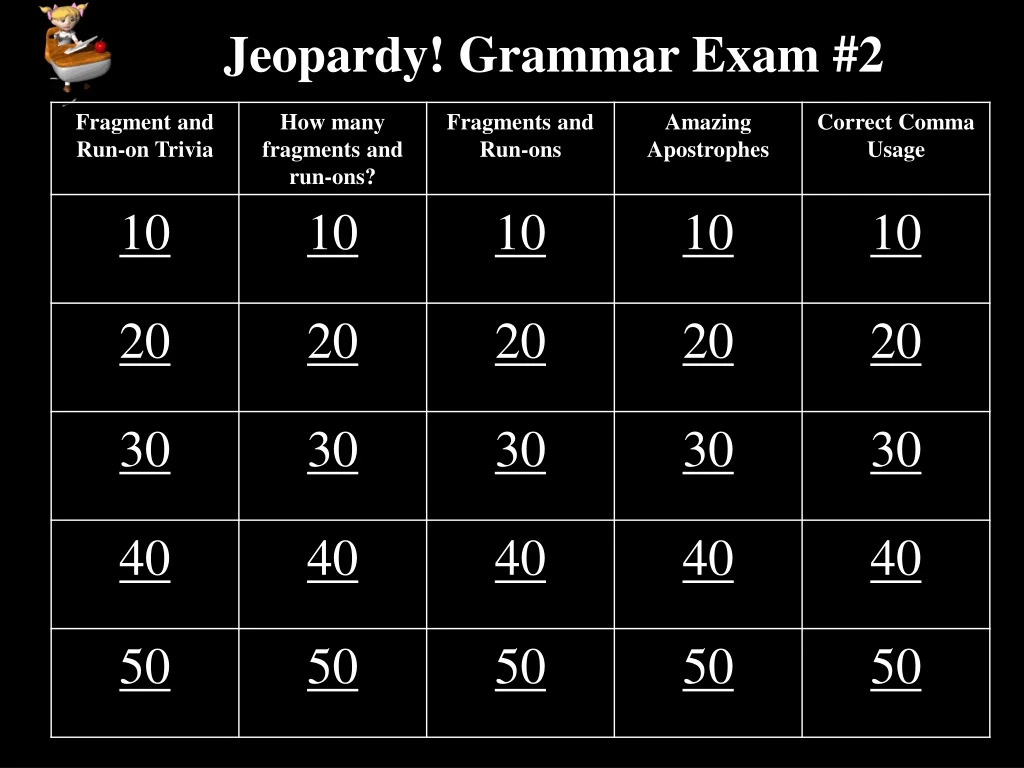 jeopardy grammar exam 2