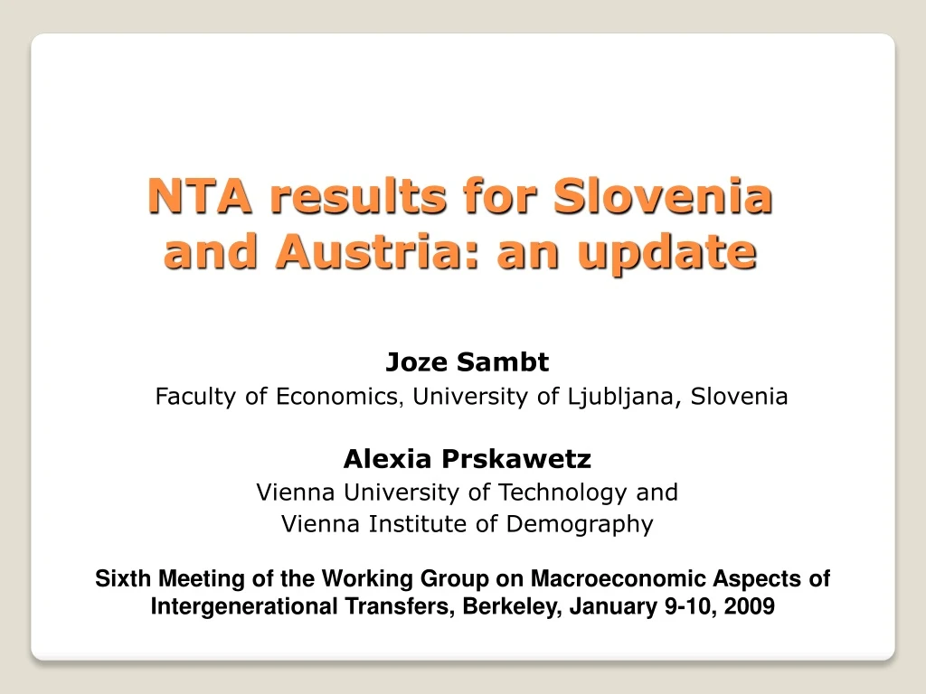 nta results for slovenia and austria an update