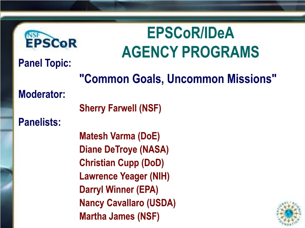 epscor idea agency programs