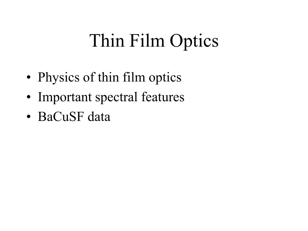 thin film optics