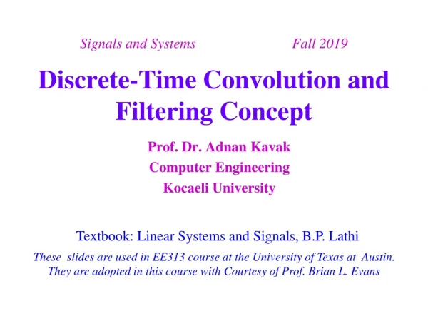 Discrete-Time Convolution and Filtering Concept